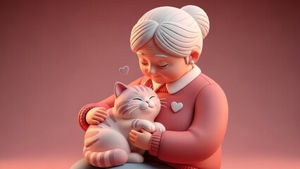 Cherishing a Senior Woman's Valentine's Day with a Beloved Pet Cat