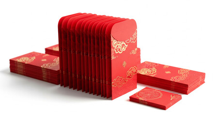 Chinese New Year Red Envelope Mockup on White Background