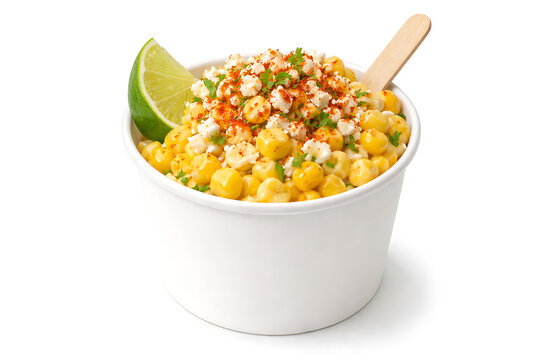 Corn with mayonnaise and chili powder,