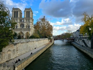 Notre dame de paris. 
Historical architecture of the old city of Paris

