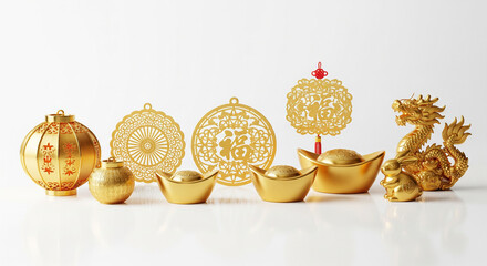 Luxury Chinese New Year Gold Decoration Minimal Photo