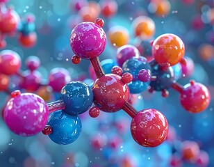 Molecular Structure with Colorful Atoms and Bonds.