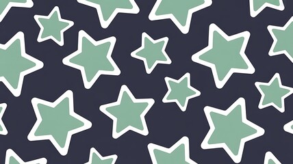 Seamless Green Star Pattern on Dark Blue Background for Fun and Creative Designs