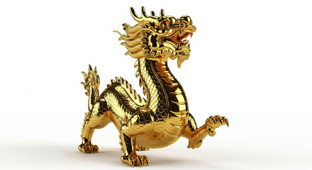 Realistic 3D Chinese Zodiac Gold Sculpture on White