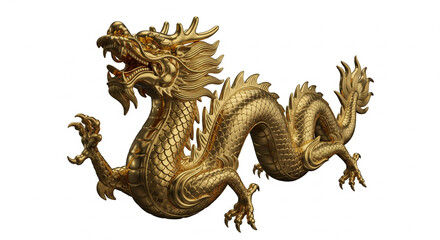 Realistic 3D Chinese Zodiac Gold Sculpture on White