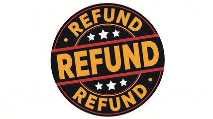 Refund Badge with Stars and Bold Circular Design for Customer Service