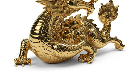 Realistic 3D Chinese Zodiac Gold Sculpture on White