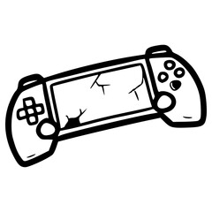 doodle broken handheld game console illustration hand drawn outline vector © Fathur Kiwon