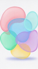 Vibrant Pastel Abstract Bubbles with Soft Translucent Overlays and Gentle Reflections.