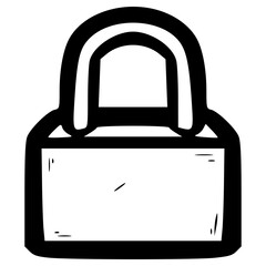 doodle padlock outline hand drawn illustration