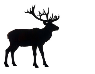 Obraz premium Silhouette of a majestic stag with large antlers against black