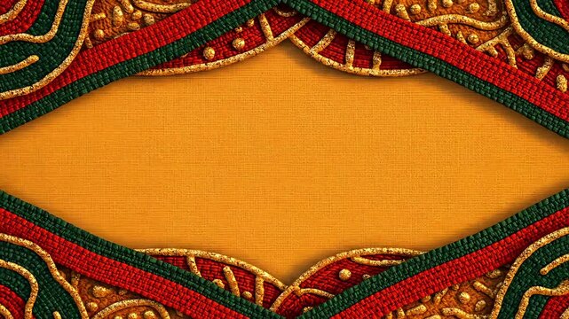 Warm Storytelling Canvas With African Folk-Art Pattern And Gold Accents