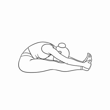 Illustration of female in seated forward fold yoga position