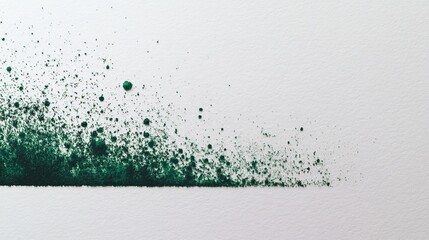 Green paper with small amount of powder on bottom border against clean white background designed as web banner with ample copy space on one side for creative promotion and advertising use.