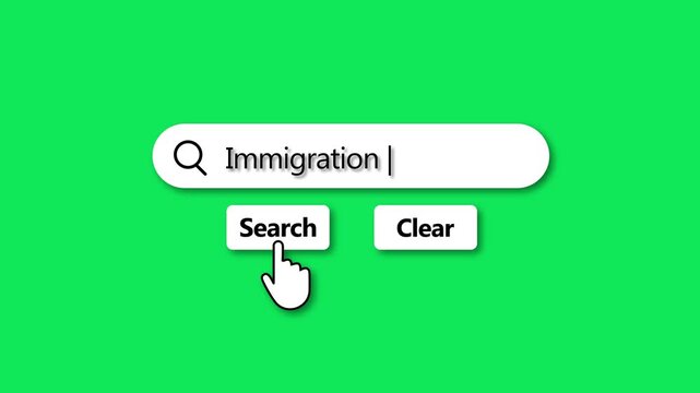 Search bar with the text " Immigration" and a cursor hovering over the Search button people movement