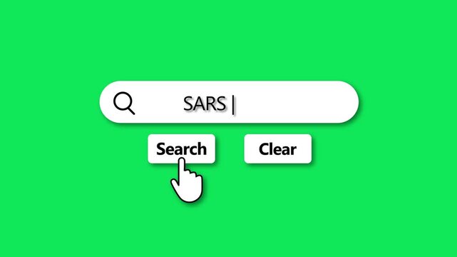 Search bar with the word SARS typed in and a cursor hovering over the Search button internet online