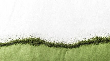 Green paper with small amount of powder on bottom border against clean white background designed as web banner with ample copy space on one side for creative promotion and advertising use.