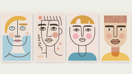 Vibrant abstract portraits with colorful artistic faces