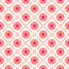 Cute Valentine Seamless Pattern with Bunny and Heart Illustration