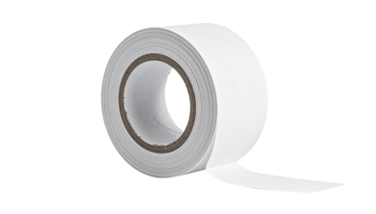 Isolated roll of sticky silver industrial duct tape and adhesive paper tape on transparent background