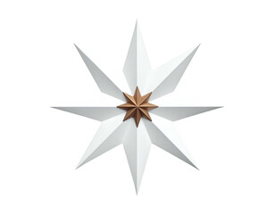 Geometric eight-pointed star emblem with metallic center