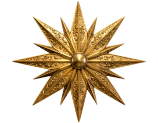 Ornate golden starburst with intricate patterns, center detail