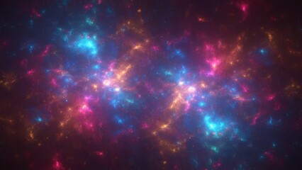 Fototapeta premium Vivid cosmic nebula with vibrant multicolored gas clouds illuminated by distant starlight in deep