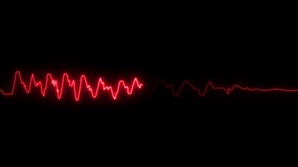 Digital waveform visualization showing signal lines resembling ECG heartbeat or audio frequency signals. Concept of medical monitoring, data analytics and signal processing on black background. - Powered by Adobe