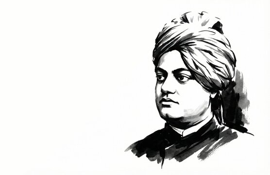 Swami vivekananda jayanti watercolor portrait.
