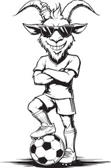 Cartoon illustration of an active child soccer player character having fun playing a game and kicking a ball during a sports competition vector activity