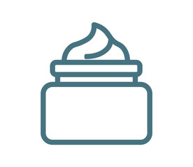 This minimalist line art icon of an open cosmetic jar represents premium skincare, beauty routines, and spa treatments. Ideal for digital branding, health apps, and wellness guides.