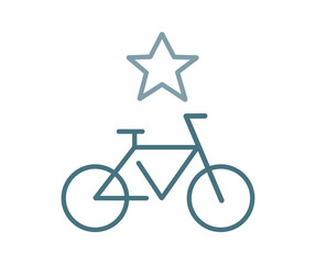 Bicycle and star. Favorite biking routes, top transportation, trusted vehicles. Pixel perfect,  vector icon.