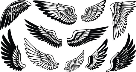 Wings logo creative line art emblem for versatile use