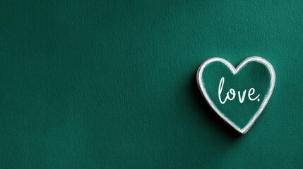  green with a clean, sharp continuous line, modern calligraphy with a geometric heart, for sleek Valentine's Day card