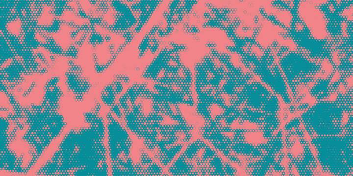 An eye-catching abstract background featuring a dynamic explosion or starburst effect created with halftone dot patterns. Bold pink shapes radiate from the center