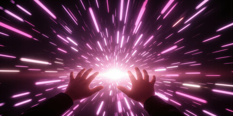 Bold, shifting abstract shapes moving toward a central focal point, representing the drive toward business growth and success.