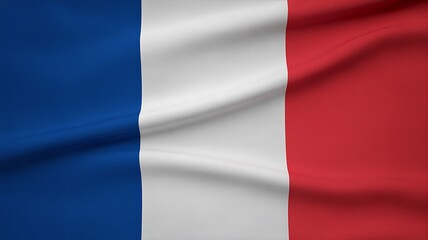 Hyper-Realistic French Flag Waving in Gentle Breeze with Detailed Fabric Texture