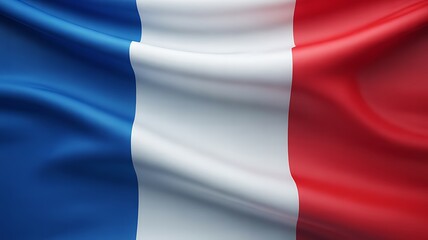 Hyper-Realistic French Flag Waving in Gentle Breeze with Detailed Fabric Texture
