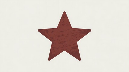 Minimalist Rustic Red Star with Wood Grain Texture on Cream Background