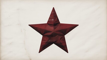 Minimalist Rustic Red Star with Wood Grain Texture on Cream Background