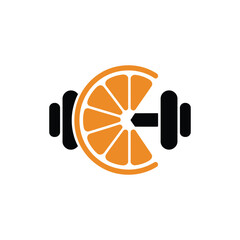 Orange Slice Dumbbell Fitness Logo