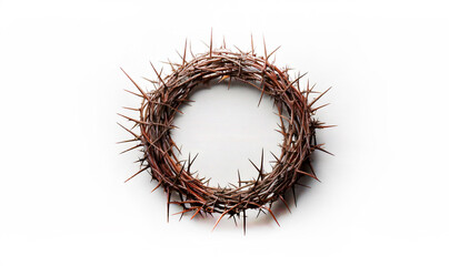Crown of thorns on a white background. Symbol on the head of Jesus before death.
