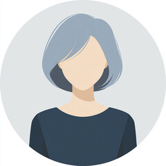 Minimalist Female Avatar with Bob Hair Profile Icon in Grey Tone made with generative AI