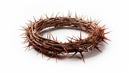 Crown of thorns on a white background. Symbol on the head of Jesus before death.