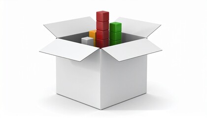 Data Cubes Out of the Box: An open cube reveals a collection of data cubes of various colors, representing the extraction of essential information