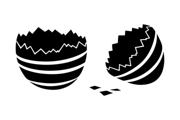 Broken Egg Icon Symbolizing New Beginnings, Easter, Springtime, and Fragility in a Clean Vector Graphic