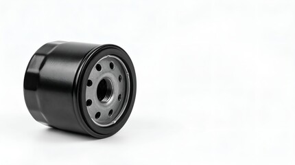 Close-up of a black cylindrical industrial pulley