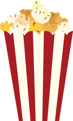  Popcorn in a classic red and white striped paper bag bucket for movie night.