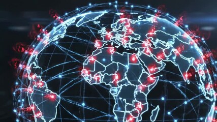 Global digital network connectivity visualization showing interconnected world data flow and international technological security threats - Powered by Adobe