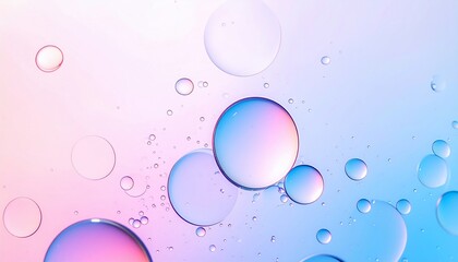 Vibrant Oil Drops Creating Abstract Art with Pink and Blue Gradient